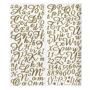 Stickers alphabet & chiffres dorés à paillettes
