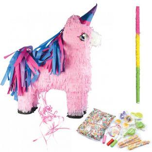 Unicorn piñata + stick + surprises
