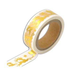 White masking tape with golden sleigh - 10 m