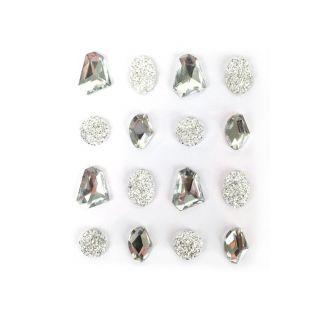 16 pierres précieuses adhésives blanches 20 mm
