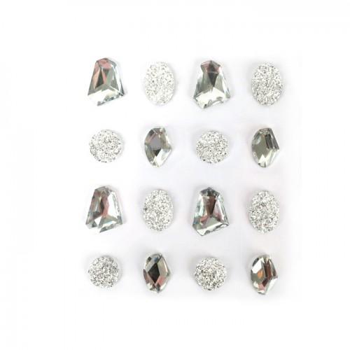 16 adhesive gems 20 mm - white