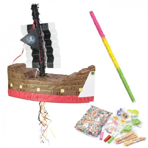 Coffret Piñata Bateau de pirate et ses suprises + bâton