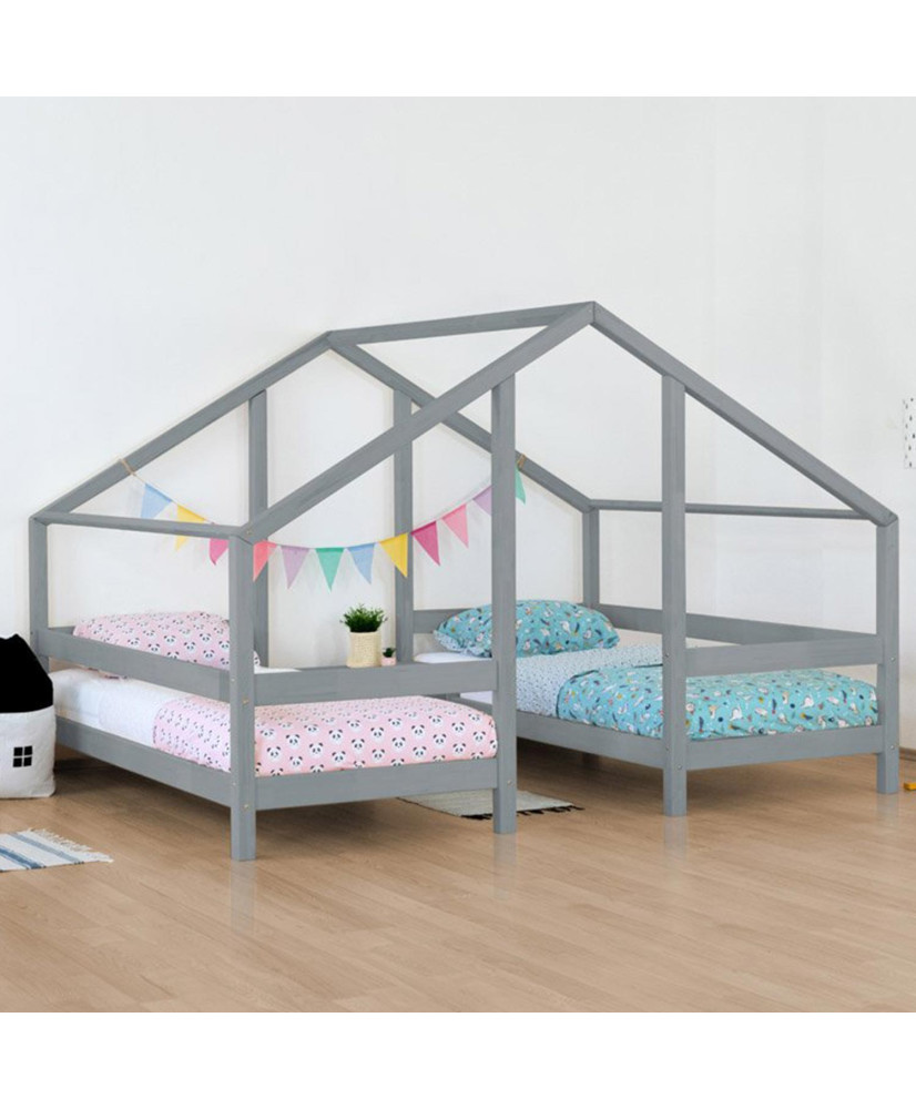 Letto a castello Grigio Dorian per bambini con 2 cassetti