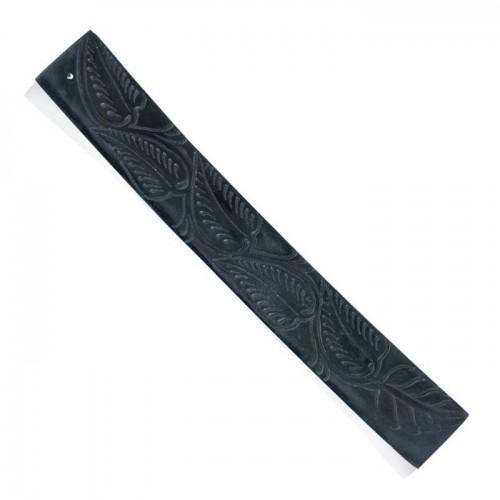 Kaya stone incense holder - with exotic flowers engraving