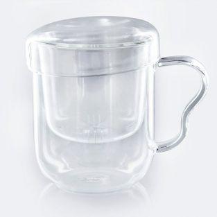 Tea mug with handle, infuser and lid - glass