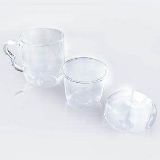 Taza de té con asa, tapa y infusor - Cristal