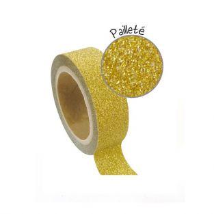 Masking tape with glitter 1,5 cm x 5 m - Gold