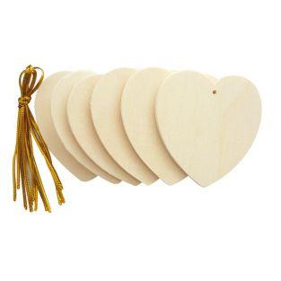 Corazones de madera para colgar 6 cm