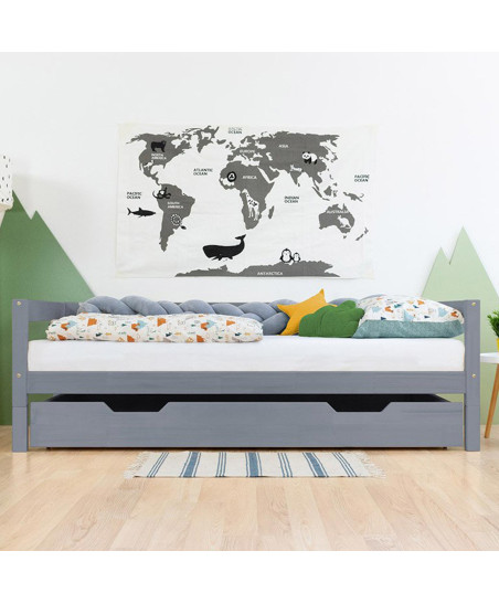 Side bed drawer BUDDY - on castors - grey - for bed 120 x 190 cm