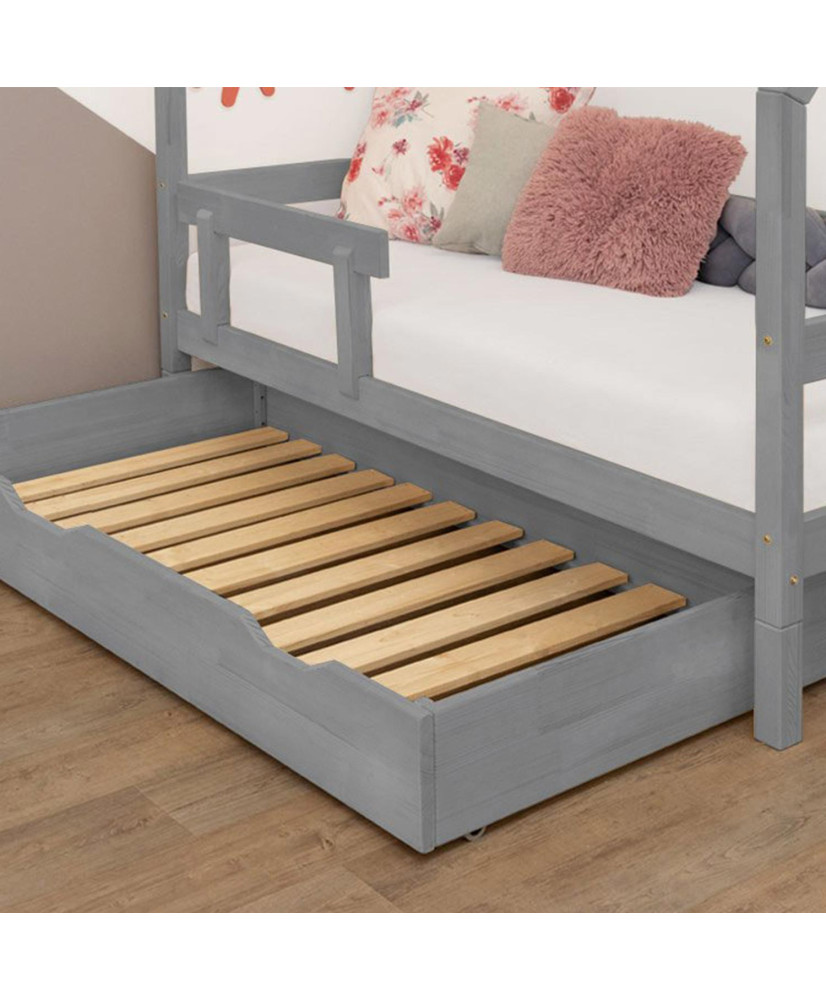 Crack pot produceren evenwichtig Storage drawer or cot bed BUDDY - on castors - grey - for bed 80 x 160 cm