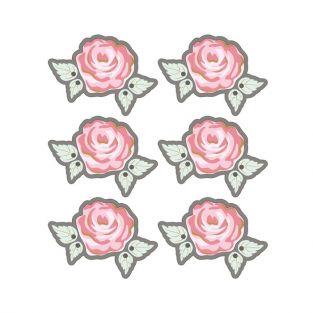 Pegatinas 3D 4 cm - Rose romántica con contorno gris
