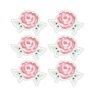3D Stickers 4 cm - Pink romantic with white outline