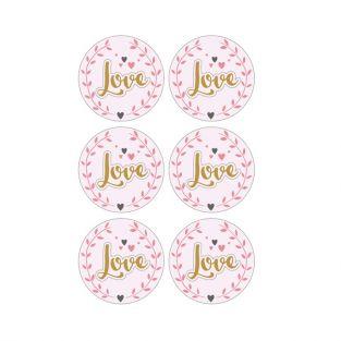3D Stickers Ø 4 cm - Love on light pink background