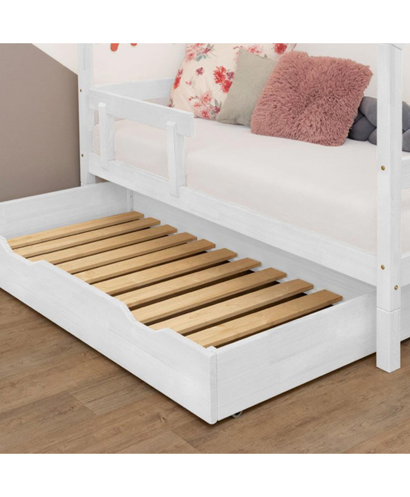 Storage drawer cot bed BUDDY - on castors - white - for bed 120 x 200 cm