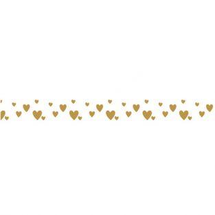 Washi Tape - Golden hearts on white background - 15 m x 1 cm