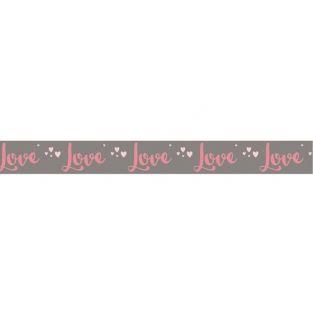 Washi Tape Love sur fond taupe - 15 m x 3 cm