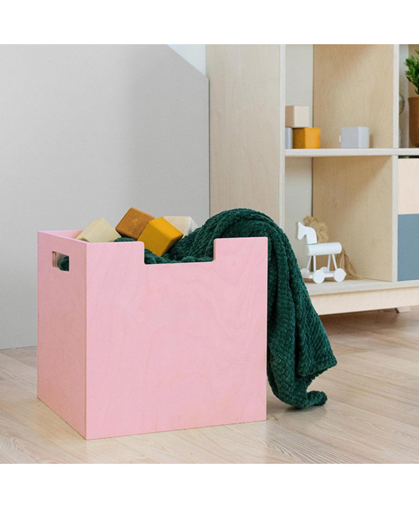 Aufbewahrungsbox aus Holz Modell 2 - mit Griffen - Rosa - 33 x 33 x 37 cm