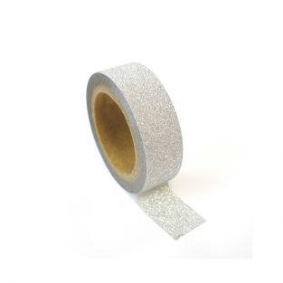 Masking tape with glitter 1,5 cm x 5 m - Silver