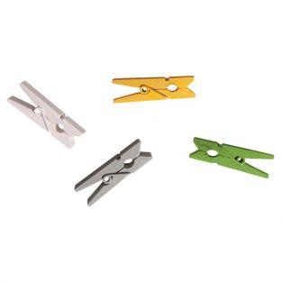 Clothespins x 24 - yellow green gray white