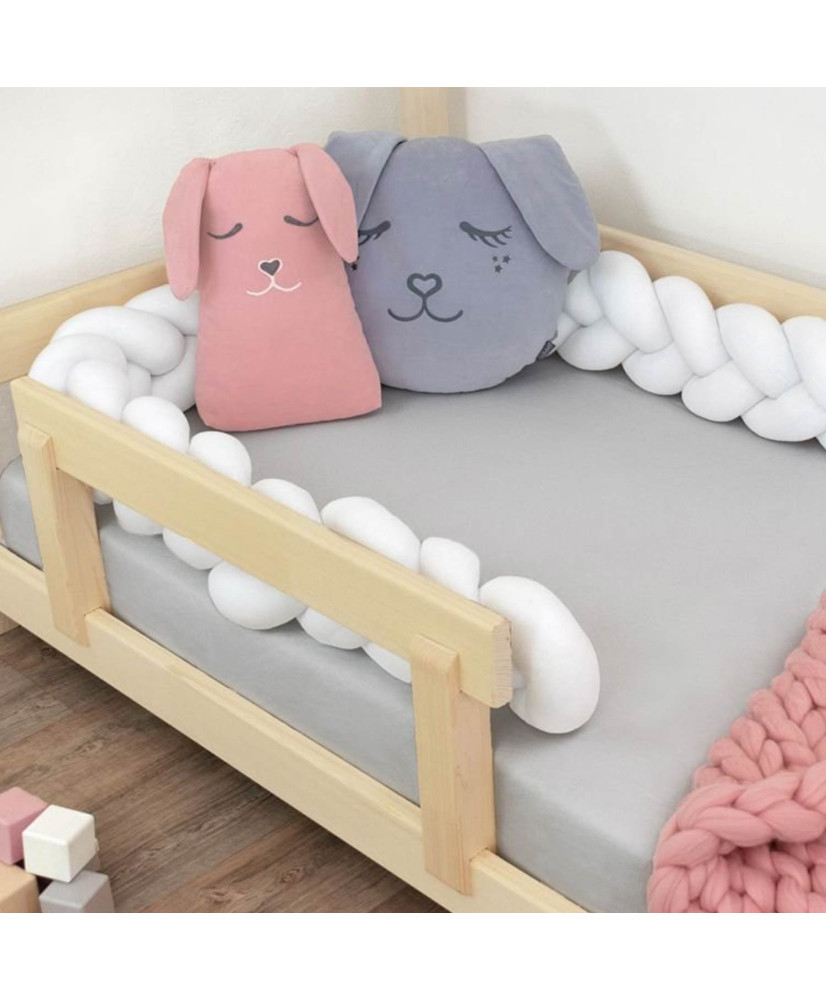Barriera intrecciata da letto decorativo per bambini e adulti - Bianco - 20  x 400 cm