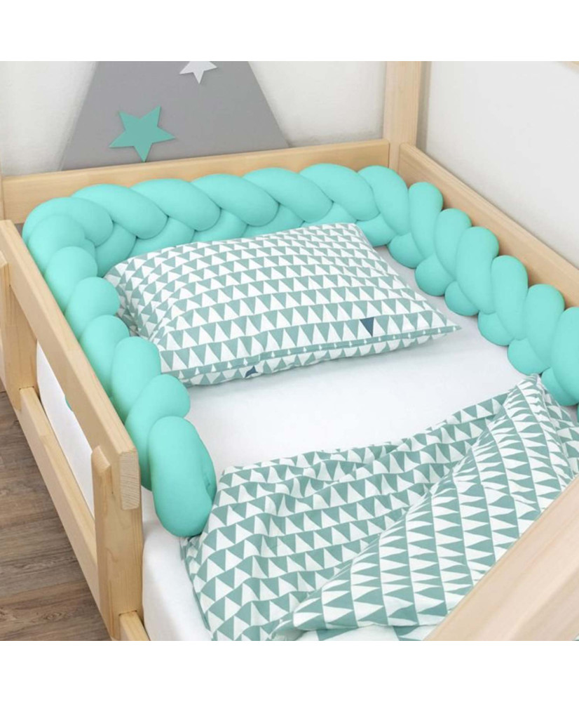 Barriera intrecciata da letto decorativo per bambini e adulti - Verde menta  - 20 x 450 cm