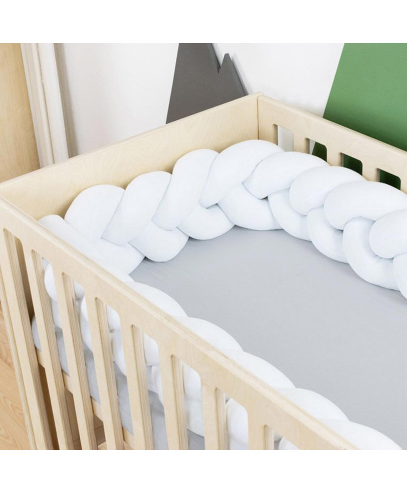 Tour de lit tressé MIMI - coton blanc OEKO TEX anti-allergique - 200 cm