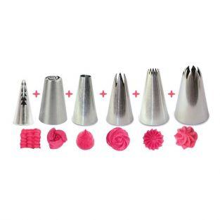 6 stainless steel icing nozzles for cupcake decoration