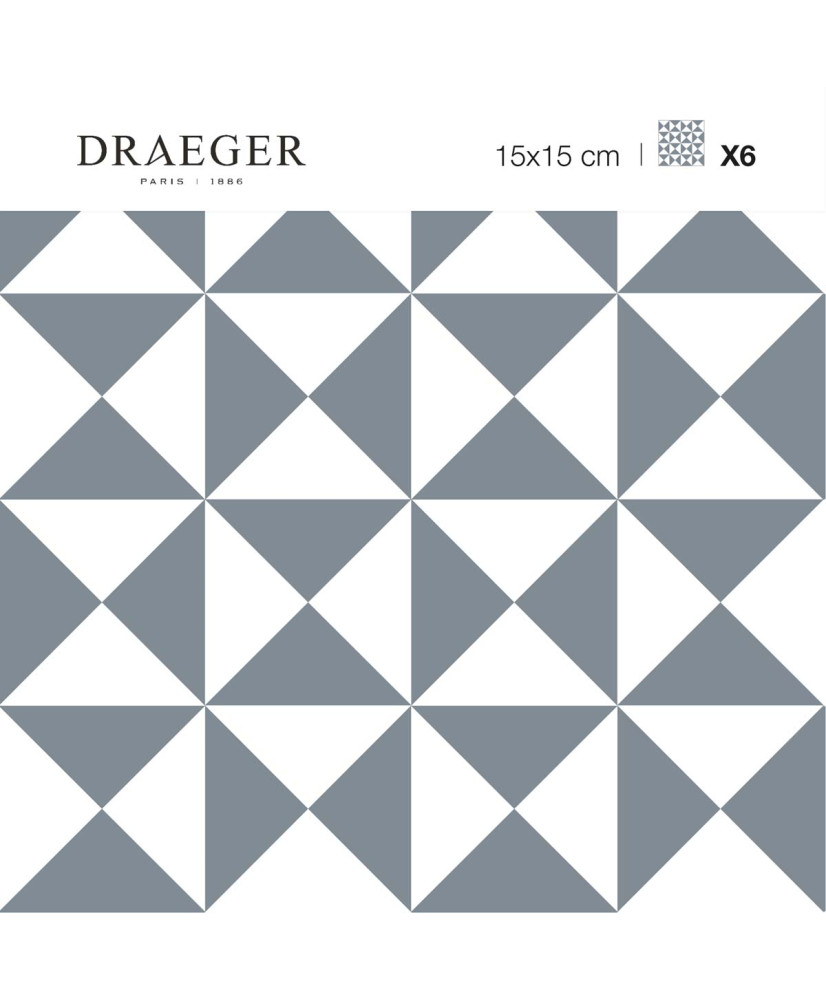Stickers carrelage 15 X 15 cm - Triangles gris et blanc