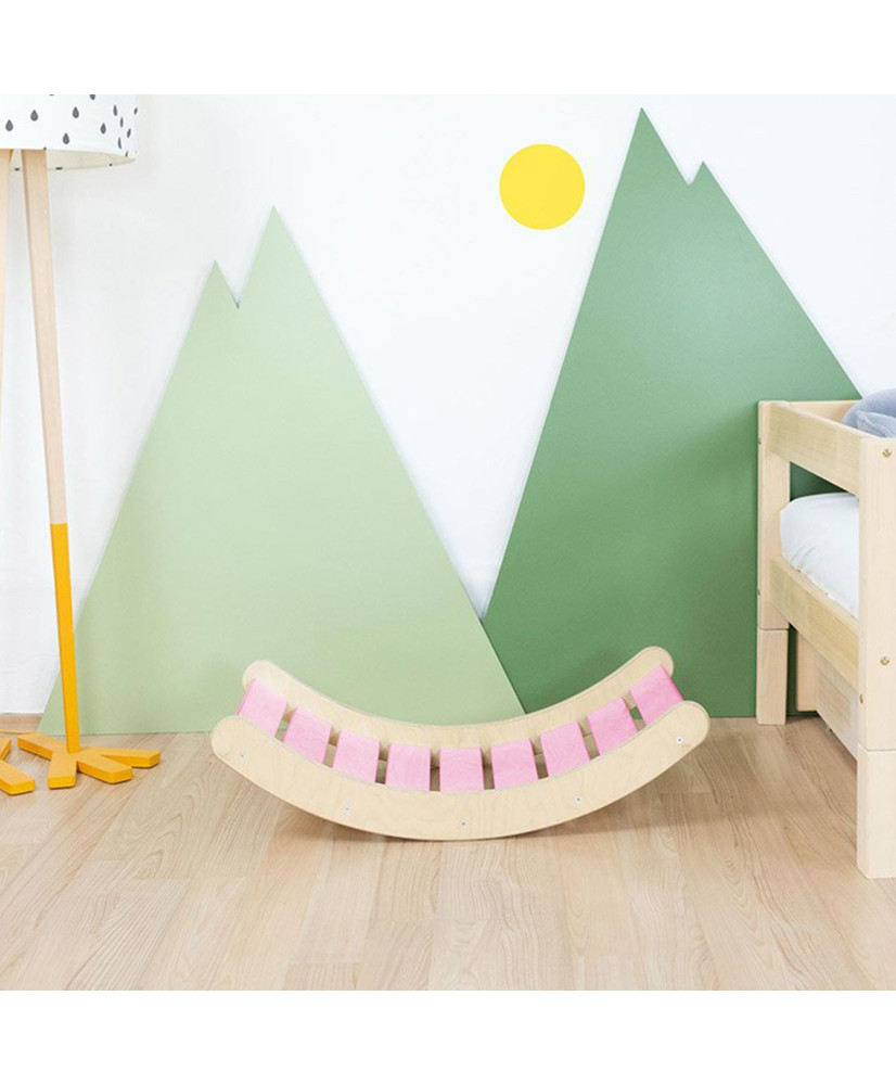 Planche d'équilibre Montessori ROKIT - bois massif - rose