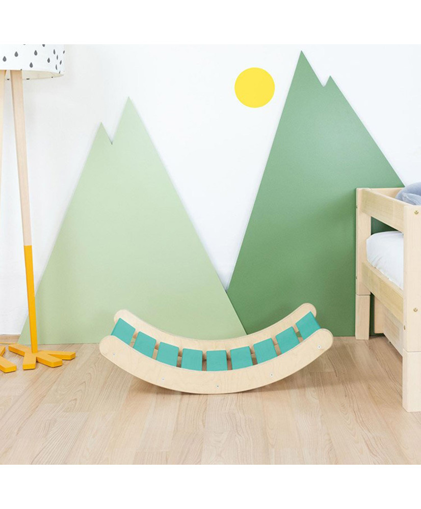 Planche d'équilibre Montessori ROKIT - bois massif - bleu Turquoise