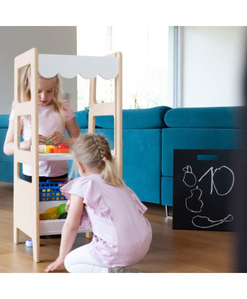 Torre di apprendimento Montessori 4 in 1 - CHILDREN'S SHOP - Bancarella -  Legno verniciato e lavagna di ardesia