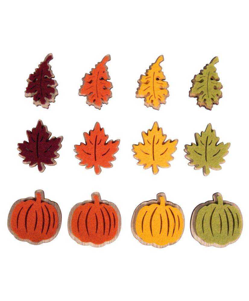 Calabazas hojas - Miniaturas - 3 tipos y 4 colores Adhesivo - cm