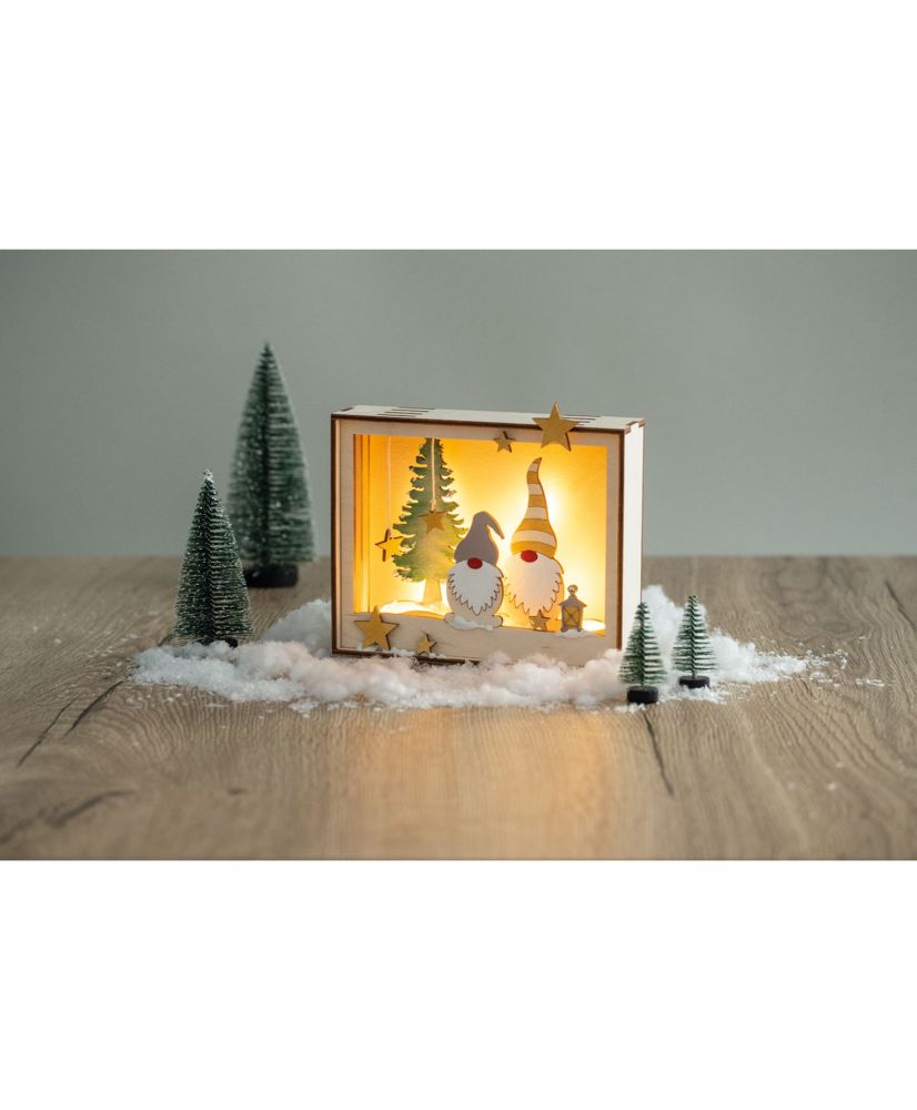 Kit di decorazione per cornici natalizie - Legno - Elfi di Babbo Natale -  15 cm