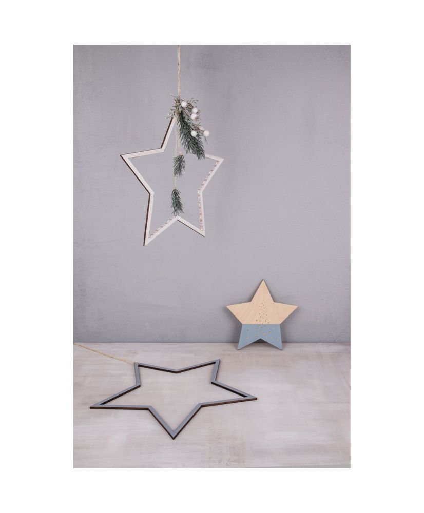 Kit de estrellas de madera - para decorar y colgar - 6 tamaños diferentes