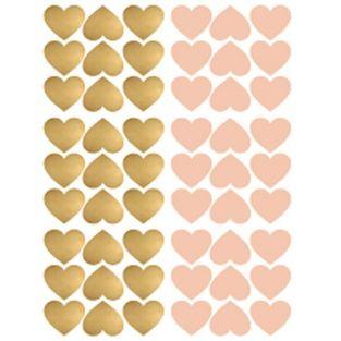 Stickers cœurs repositionnables x 54 - Rose et doré