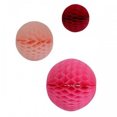 Honeycomb balls x 3 - pink