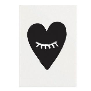 Cartel negro y blanco Corazón - A3