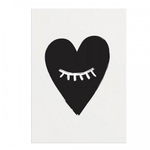 Black and White Heart Poster - A3