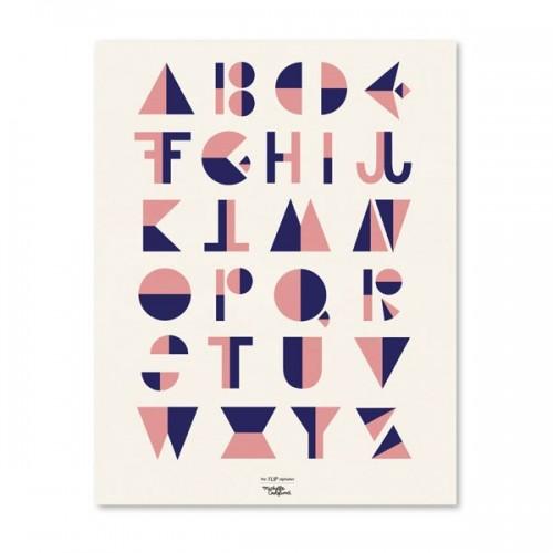 Alphabet Poster - Cubist style - Pink Alphabet Poster - Cubist style - Pink