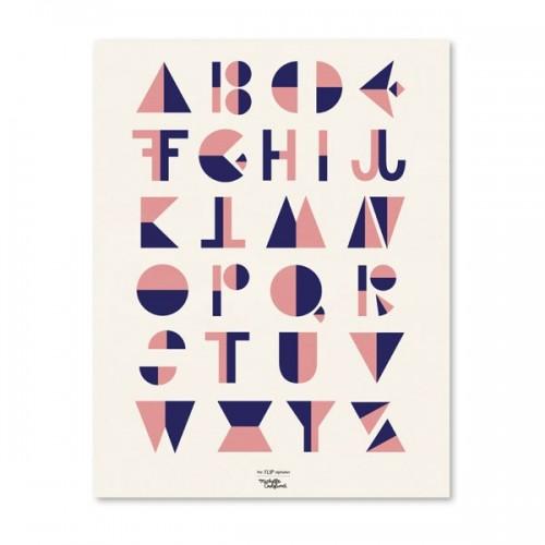 Alphabet Poster - Cubist style - Pink