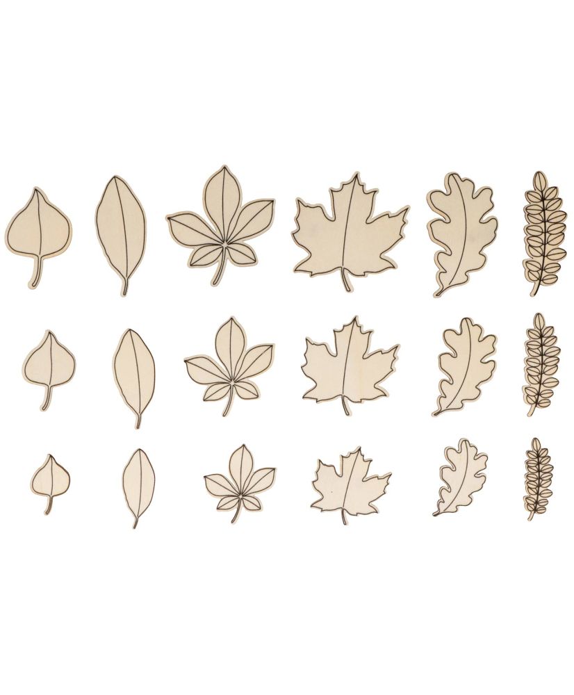 18 Mini decoraciones de madera - Hojas de otoño