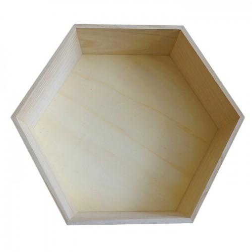 Hexagon wood shelf 30 x 26 x 10 cm