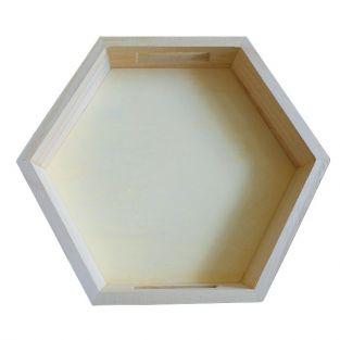 Bandeja hexagonal de madera 25 x 22 x 4 cm