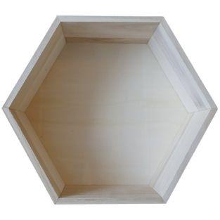Etagère hexagone en bois 30 x 26,5 x 10 cm