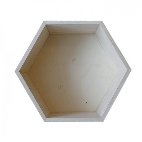 Estante de madera hexagonal 27 x 23,5 x 10 cm