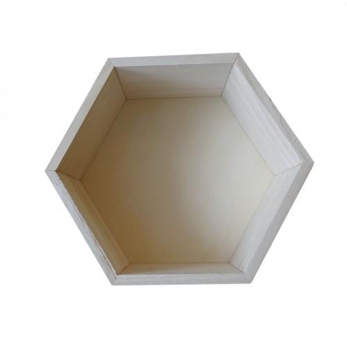 Estante de madera hexagonal 24 x 21 x 10 cm