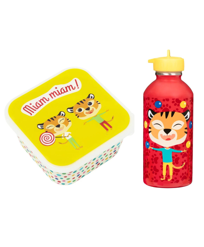 Snackbox + Trinkflasche für Kinder - Tiger