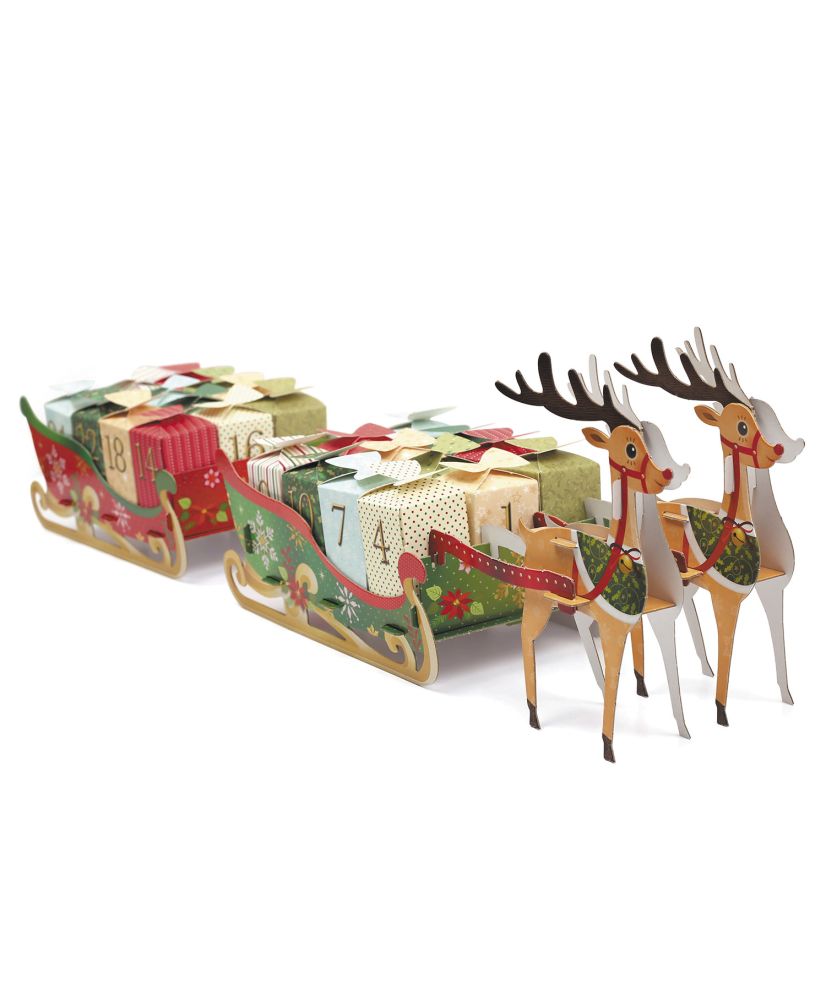 Advent calendar reindeer and sleigh to build