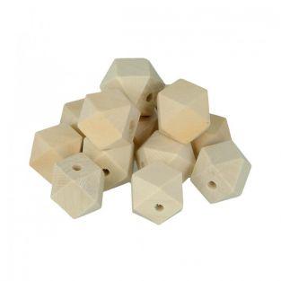 8 perles en bois polygonales 24 x 20 mm
