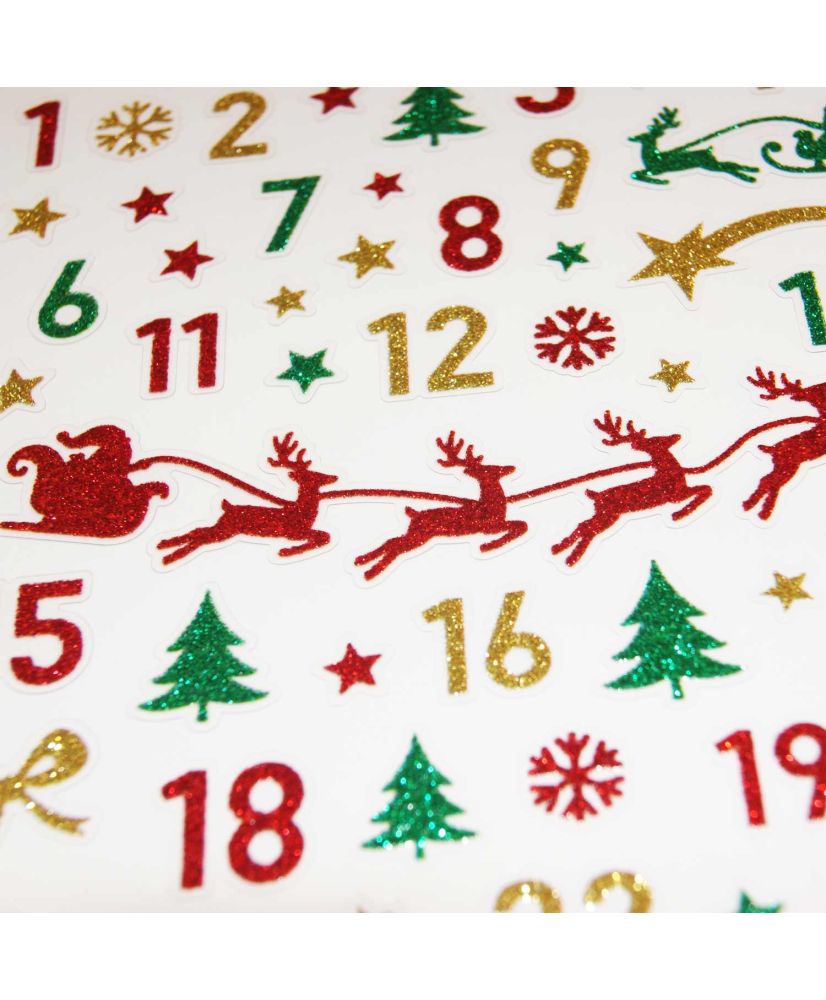 Adesivi per il calendario dell'Avvento - La slitta di Babbo Natale